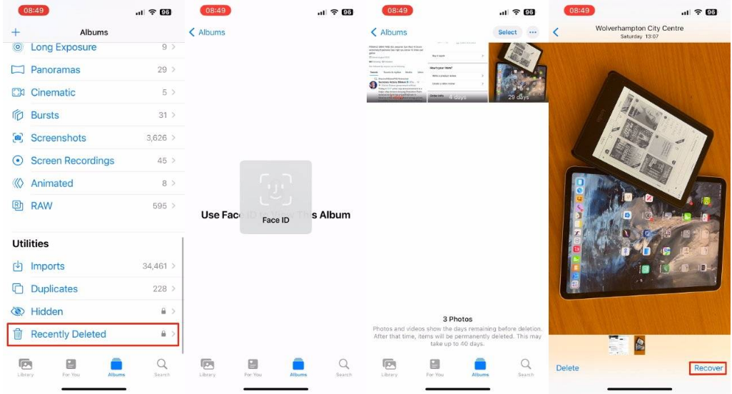 汉阳苹果14维修分享 iPhone14 上恢复已删除的照片 
