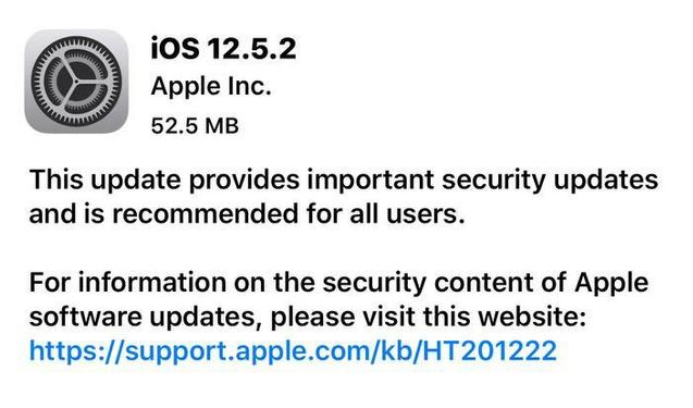 汉阳苹果手机维修分享iOS12.5.2发布，建议所有老苹果用户安装 